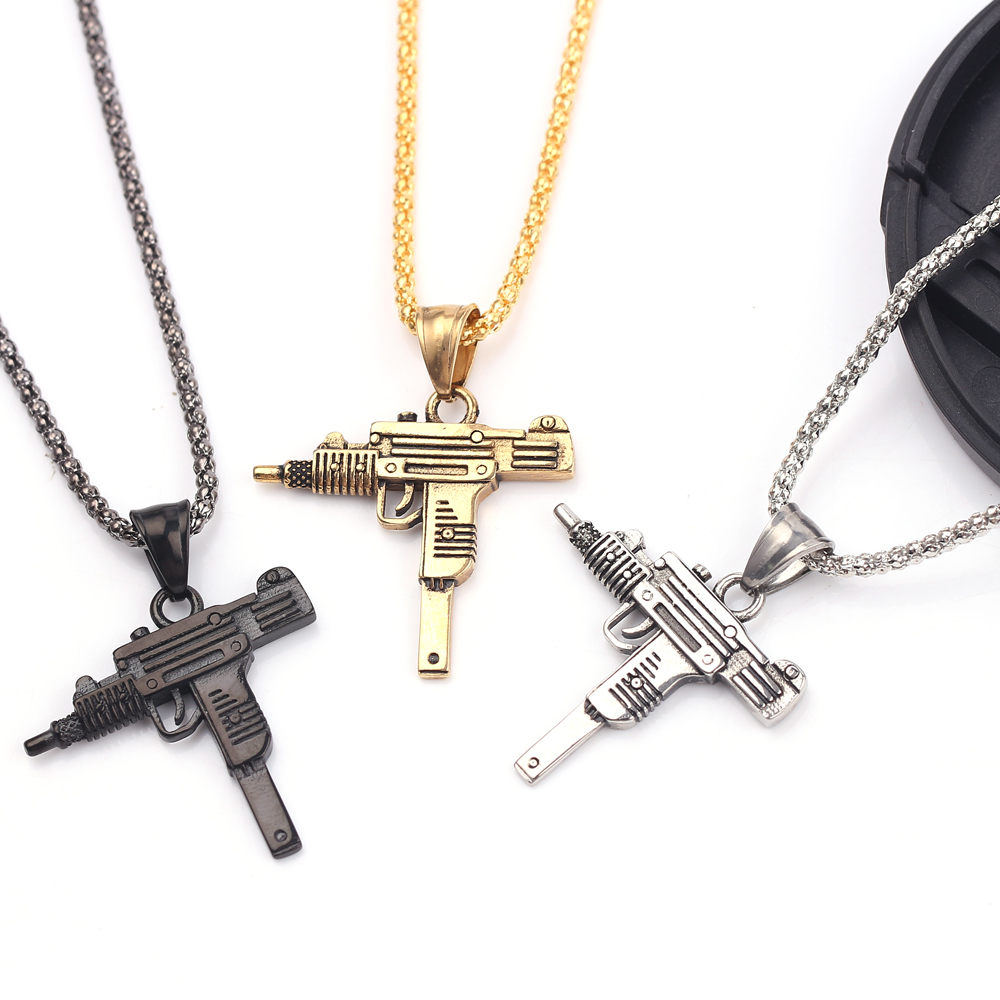 Men'S Fashion Necklaces - Punk Uzi Pistol Machine Gun Necklace