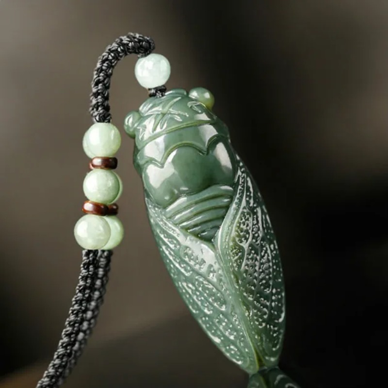 Men'S Fashion Necklaces - Natural Hetian Jade Cicada Pendant Beads