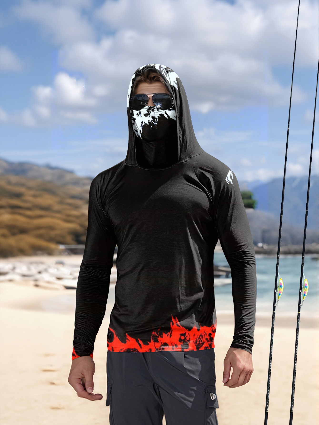 Men'S Fashion T Shirts - Men Hood Fishing Shirt long sleeve