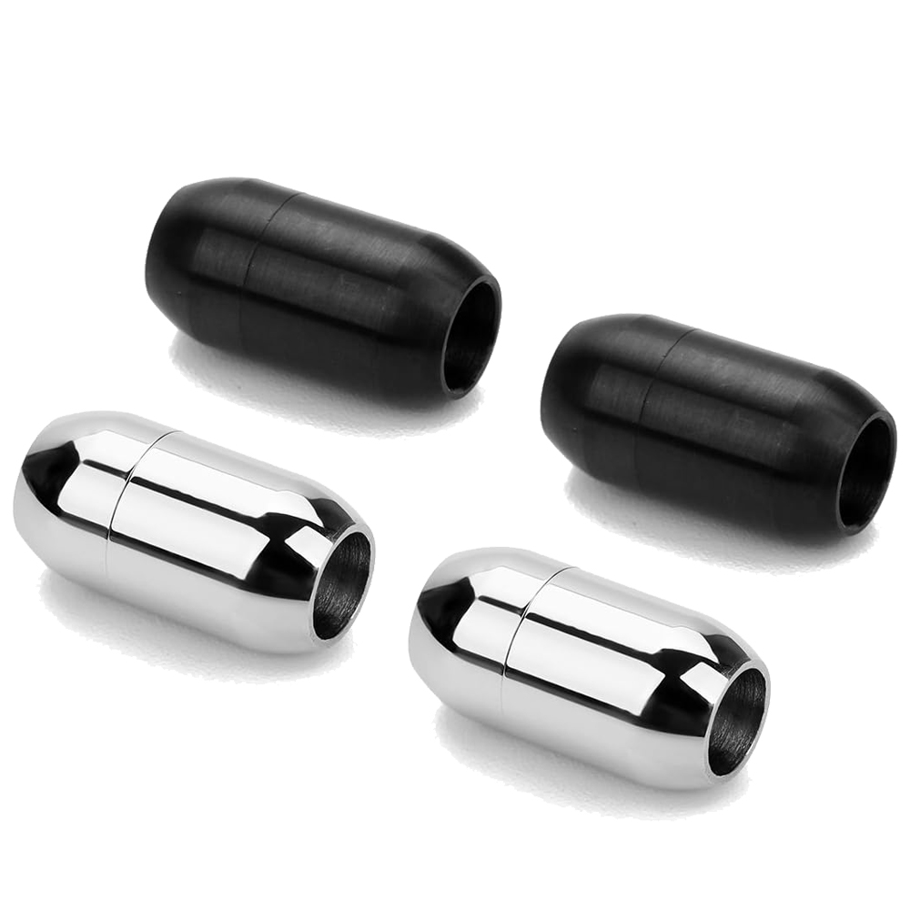 Men'S Fashion Necklaces - 2pcs Stainless Steel Magnetic Clasp Leather