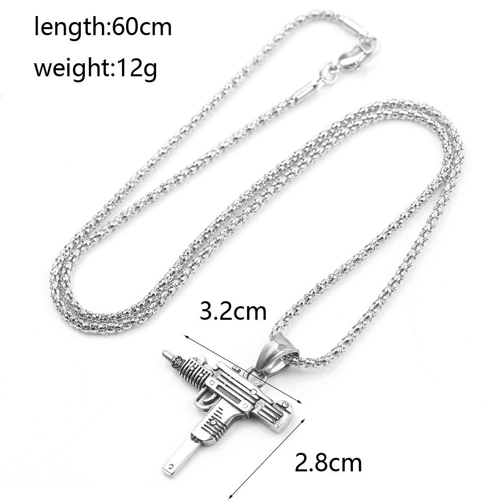 Punk Uzi Pistol Machine Gun Ne - Men'S Fashion Necklaces ulasan dan harga