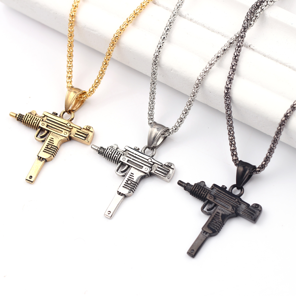 Punk Uzi Pistol Machine Gun Ne - Men'S Fashion Necklaces ulasan dan harga