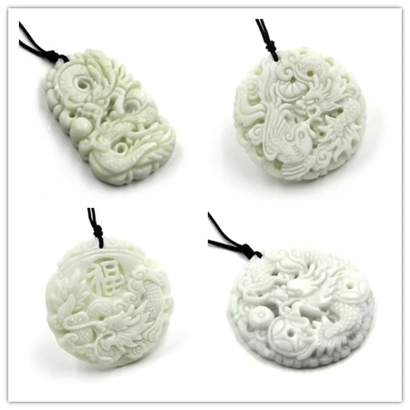 Natural White jade Dragon Phoe - Men'S Fashion Necklaces ulasan dan harga
