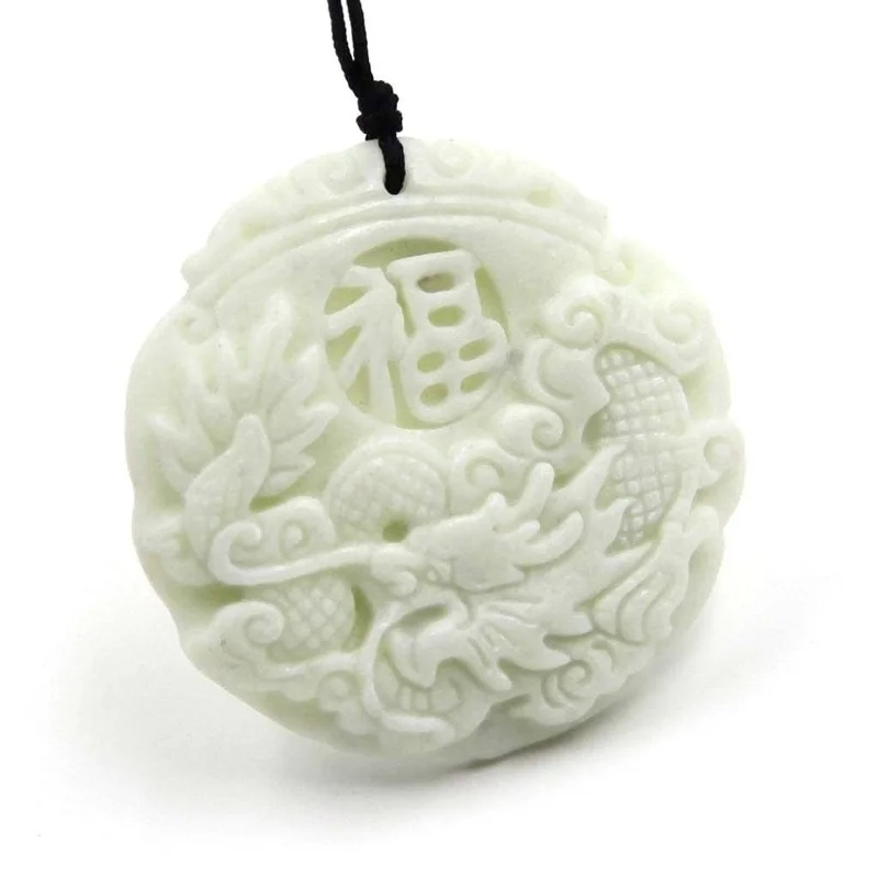 Natural White jade Dragon Phoe - Men'S Fashion Necklaces ulasan dan harga