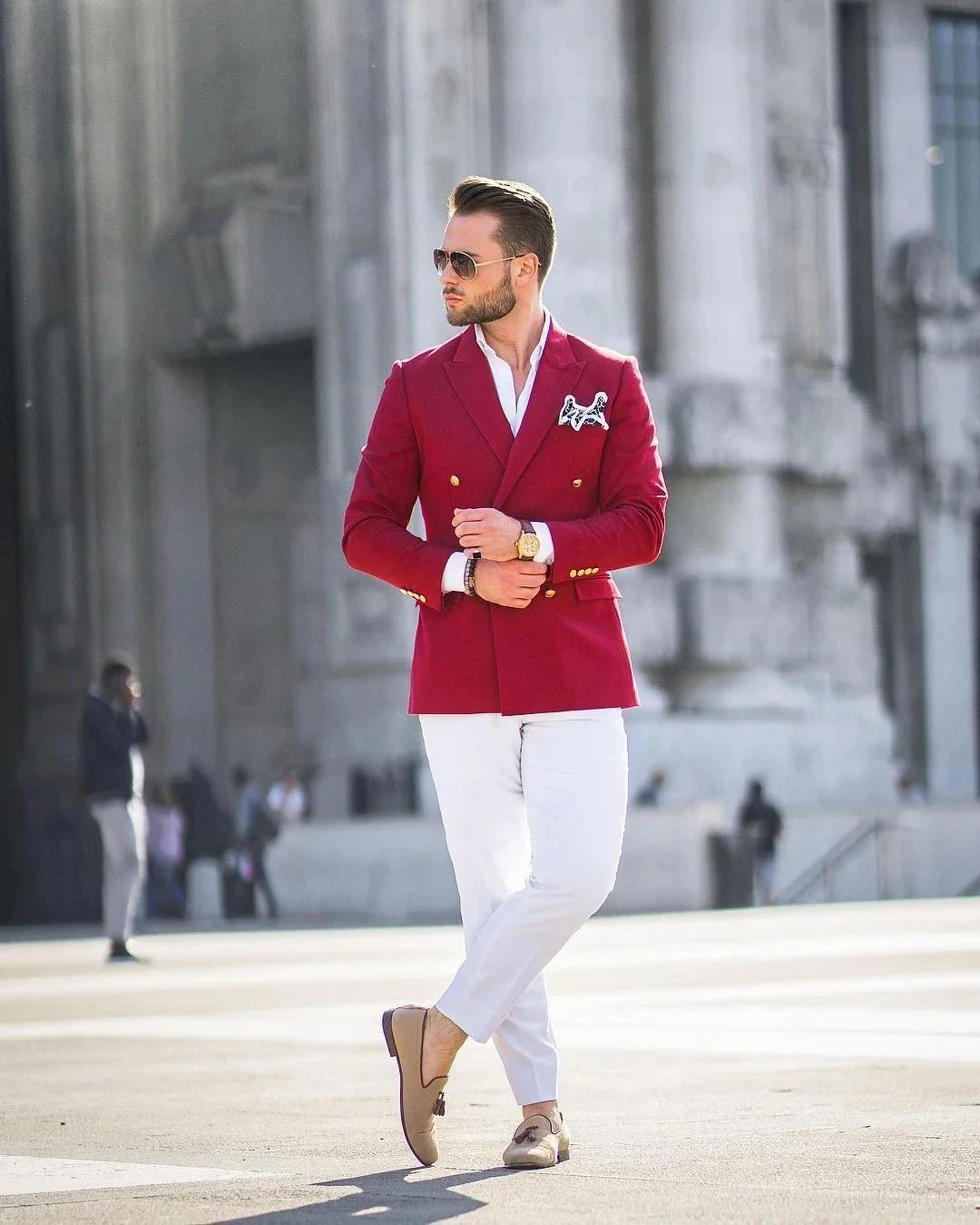 Red Jacket White Pant Double B - Mens Fashion Blazer ulasan dan harga