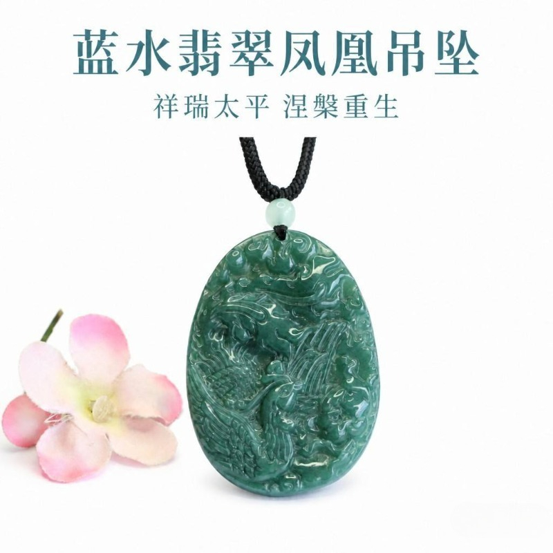 Real Natural Emerald Jade Blue - Men'S Fashion Necklaces ulasan dan harga