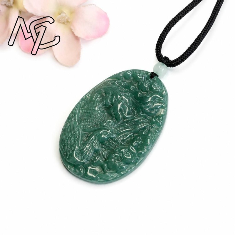 Real Natural Emerald Jade Blue - Men'S Fashion Necklaces ulasan dan harga
