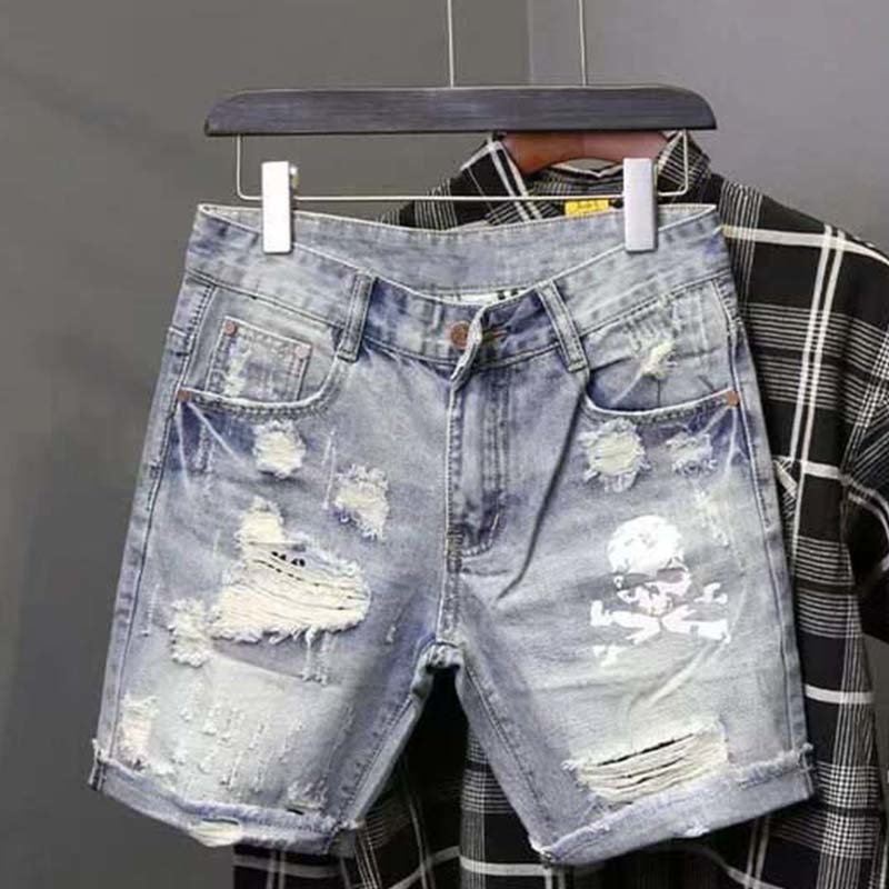 Summer Men's Worn Bead Hole Be - Jeans Pants Fashion Men ulasan dan harga
