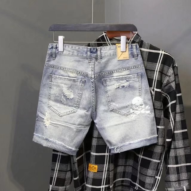 Summer Men's Worn Bead Hole Be - Jeans Pants Fashion Men ulasan dan harga