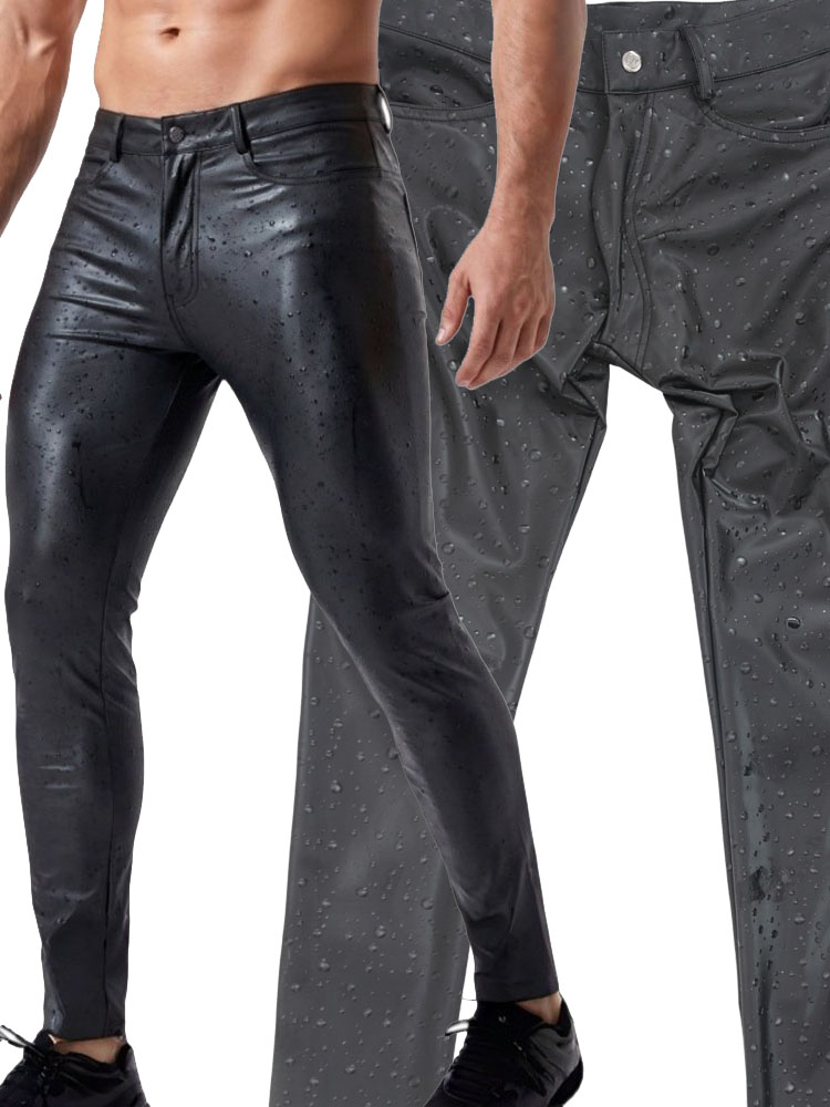 3D Water Drop Print Elastic PU - Jeans Pants Fashion Men ulasan dan harga