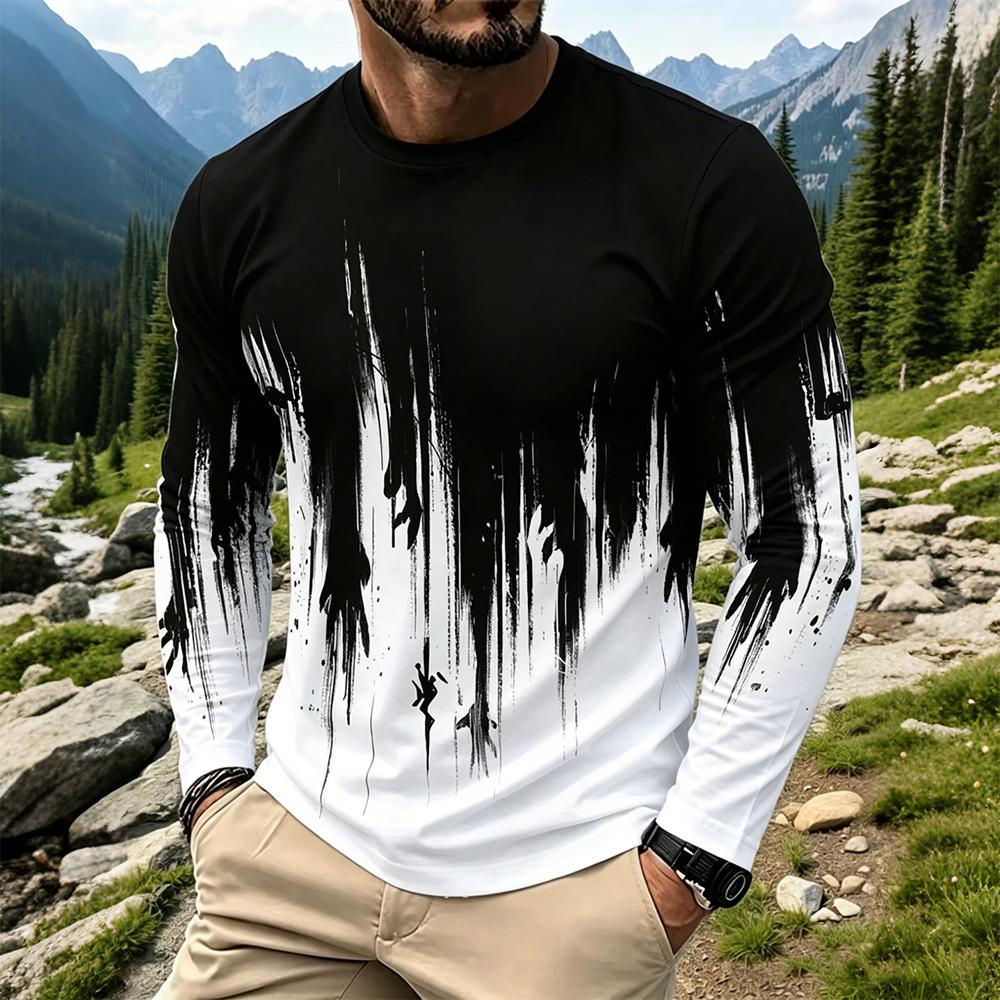 Men's Gradient Ink Splash Long - Men'S Fashion T Shirts ulasan dan harga